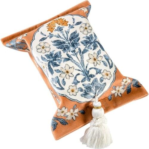 Farmhouse Tissue Holder Bathroom Toilet Paper Holder Floral Napkin Box Cloth Cover for Car Home Office Desk Vintage 18x24cm