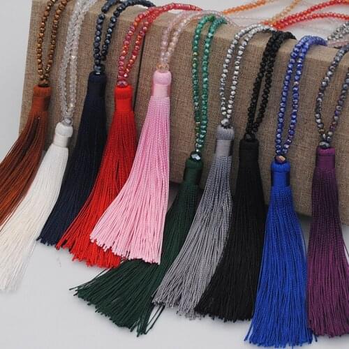 Exknl Brand Long Tassel Necklace For Women Statement Style Bohemian Necklace Collier Maxi Pendants Necklace Handmade Jewelry