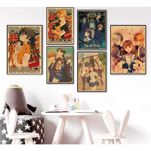 Fruit Basket Anime Poster Retro Cartoon Canvas Painting Printed Art Photos As Living Room Home Decoration Without Borders
