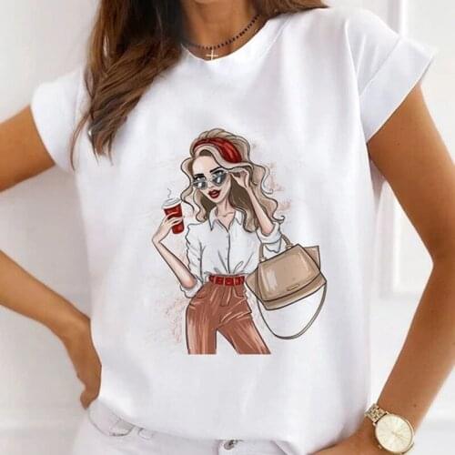 37 Urban Vacation Creative Printing Casual Round Neck Short-sleeved T-shirts Womens Loose Tops And Womens Oversized T-shirts
