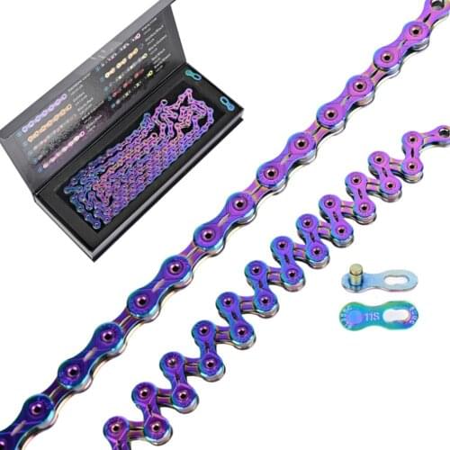 Mountain Road Bike Variable Speed Chain 9 10 11 12 Speed Color Plating Hollow Chains Semi Hollow Bicycle Chain Ultra Light