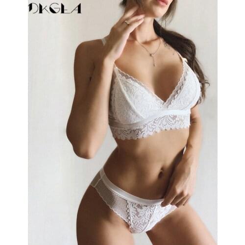 France Wire Free Bra Set Thin Cotton Brand Brassiere Lace Women Lingerie White Embroider Bras Sexy Underwear Set Beautiful Back