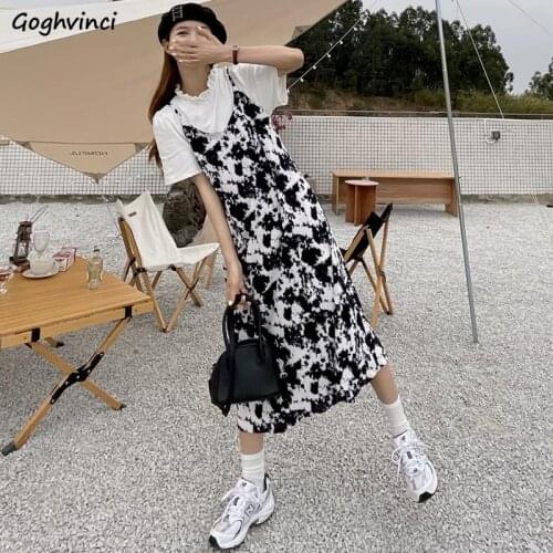 Sets Women Print Summer Sexy Ladies Clothing Korean Style Sweet Girls College Popular Fashion Teens Casual Loose Elegant Retro