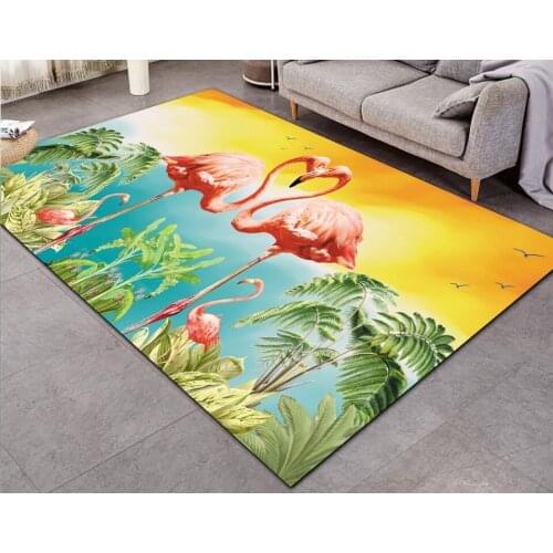 Flamingos Print Rug Custom Tropical Leaf Leaves Carpet Bedroom Large Area Rug Non-slip for Living Room Home Decoration