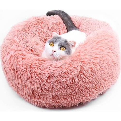 Round Dog Bed Long Plush Kennel Washable Pets House Soft Cotton Mats Sofa For Small Large Chihuahua Pet Basket Cat