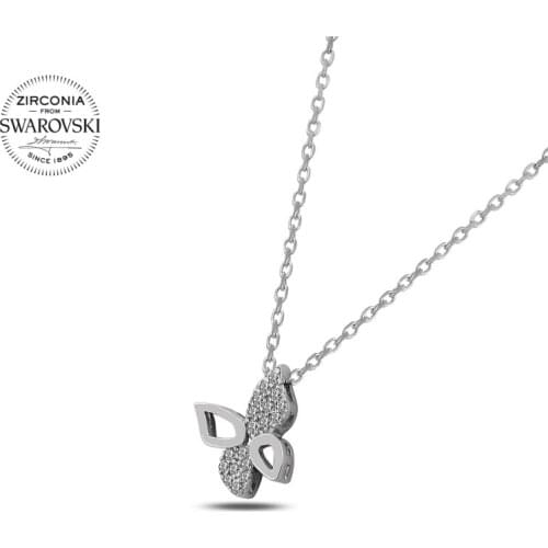 KUTAYDAN Swarovski Zirconia Cubic Zirconia Butterfly Pendant 925 Sterling Silver