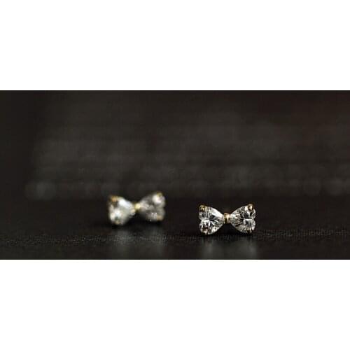 Liemjee Sterling Silver Bow-Knot Zircon Cute Earrings Fashion Party Jewelry For Women Feature Namour Charm Gift All Seasons