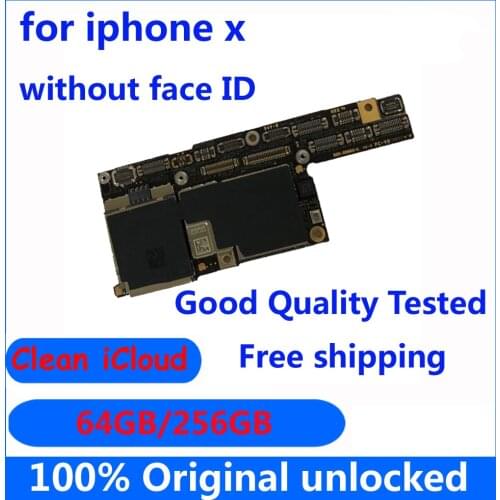 For iphone X motherboard 64GB without face ID Full unlocked Original 256GB mainboard+Chips IOS system logic board Free iCloud