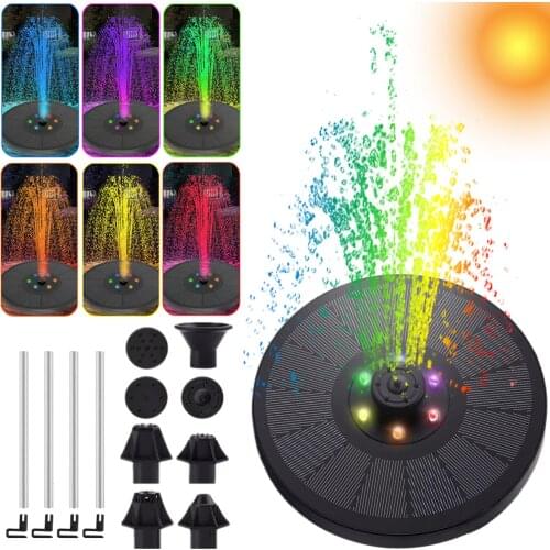 Mini Solar Water Floating Fountain Pump with Colorful LED Lights for Bird Baths Pond Swimming Pools Garden Backyard Decoration
