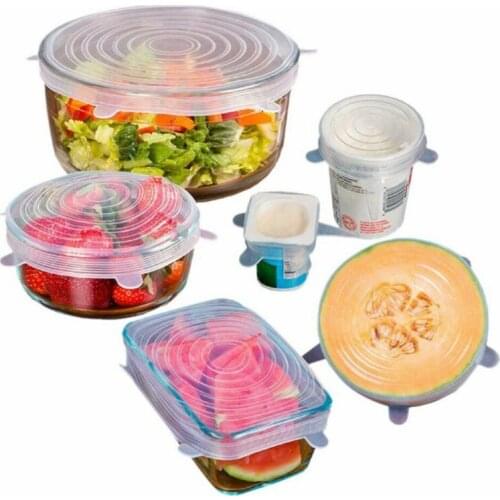 6pcs/set Reusable Silicone Stretch Lids Seal Bowl Wraps Food Fresh Cover Microwave hot selling