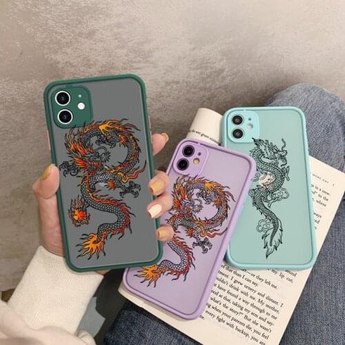 Fashion Vintage Chinese Dragon Print Phone Case for IPhone SE2 7 8 Plus X XR XS 6 S Plus 11pro MAX 12 Hard PC Back Cover Shell