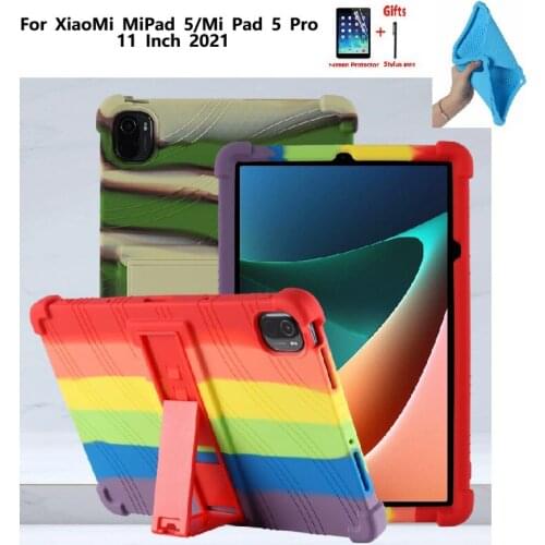 Soft Silicon Case For XiaoMi MiPad 5/Mi Pad 5 Pro 11 Inch 2021 Tablet Cover Kids Slim Adjuasable Protective Stand Shell+Gift