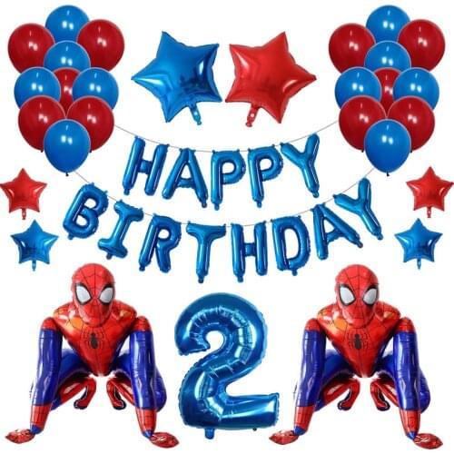 42pcs Super Hero 3D Spiderman Foil Balloon Set Latex Air Globos Birthday Theme Party Decoration Baby Shower Inflatable Kids Toys