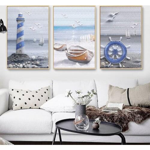 Canvas Prints Modern Pictures Wall Art Lighthouse Seascape Nordic Style Painting Home Decoration Modular Poster For Living Room