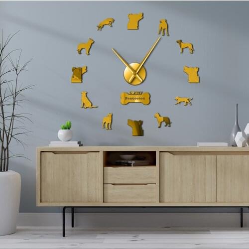 Beauceron Dog Breed Wall Stickers Big Time Clock for Home Decor Dog Canine Puppy Pet Theme 3D Acrylic DIY Wall Clock Quiet Sweep