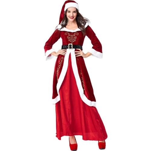 M,L,XL 2018 newly hot drop shipping Women Santa Claus Mascot Costume Suit Christmas Fancy Dress Ladies Adults Size