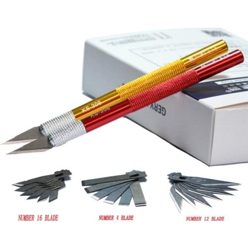 New Kaisi-306 DIY Aluminum Precision Art Knife Model Carving Graver Knife with 10 Blades For Phone Screen Protector Film