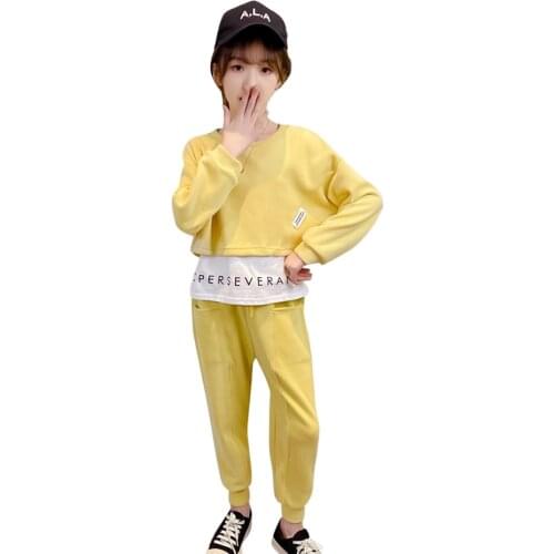 Girls Clothing Letter Sweatshirt +Pants Teenage Girls Clothing Spring Autumn Tracksuit Girl Casual Style Tracksuits For Children