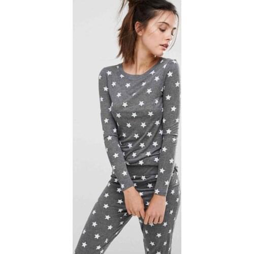 Merry See Gray Star Pattern Pajamas set