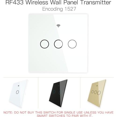 RF433 MHz Wireless Wall Glass Panel Transmitter Switch Remote Controller Work with WiFi Smart Control Sticky Switch Receiver