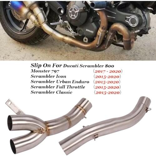 Slip-On Muffler Exhaust Escape middle pipe for Ducati Scrambler 800 2015-2020 Monster 797 2017 2018 2019 motorcycle accessories