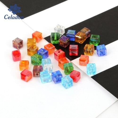 50pcs/lot Mixed AB Color Square Crystal Beads Jewelry Making for Bracelets 6mm Loose Spacer Bead DIY Glass Beads Wholesale