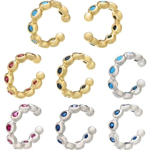 ZHUKOU one pair /2pcs 12x12mm stylish brass crystal ring/ear clips for womens birthday gifts or couples model: VE113