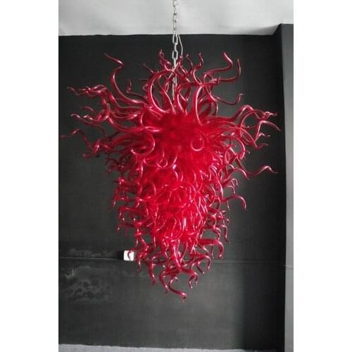 Red Color And Glass Material LED Chandelier Lighting