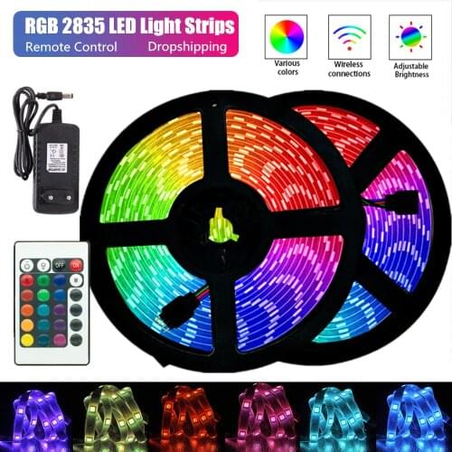 Christmas LED Strips Lights RGB 2835 Waterproof Infrared Remote Control Flexible Lamp Tape Ribbon With Diode Tape DC 12V 5M 10M