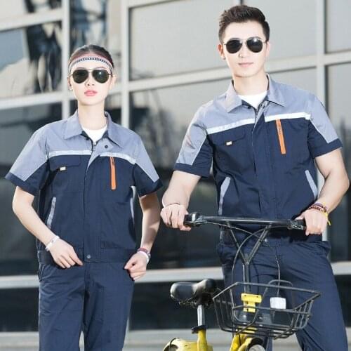 Short Sleeve Thin Workshop Overalls Summer Half Sleeve Engineering Uniform Clothing Car Repair Work Wear Overalls 90