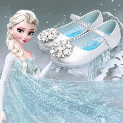 Disney Girls Crystal Shoes Frozen 2 Elsa Princess Shoes Children Single casual Shoes Spring and Autumn New Baby Shoes 24-35