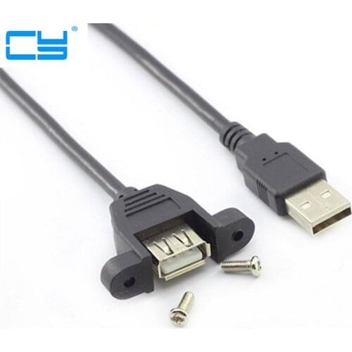 USB 2.0 macho para femea Cabo de extensao USB 2.0 Tipo A macho para femea Cabo de Extensao com parafuso para Montagem Em Painel