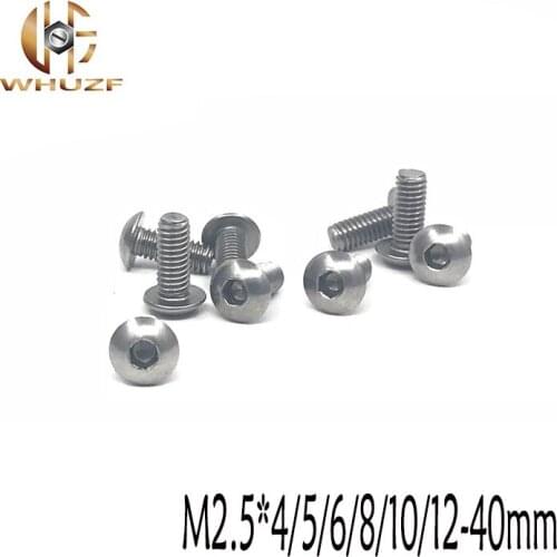 M2.5*4 5 6 8 10 12-40mm 100pcs ISO7380 GB70 304 Stainless Steel A2 Round Head Screws Mushroom Hexagon Socket Button Head Screw
