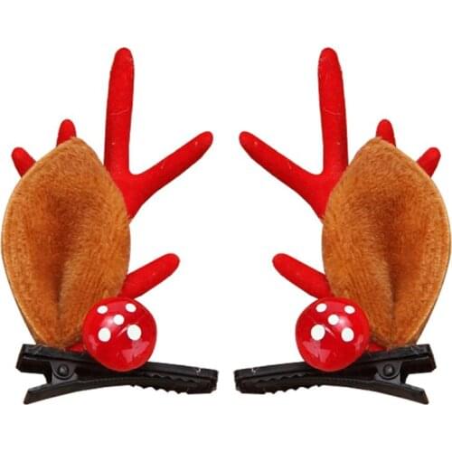 Coxeer 1 Pair Creative Women Girls Hair Clip Lovely Antlers Decor Hair Pin Hair Barrette For Christmas Hair Accessories