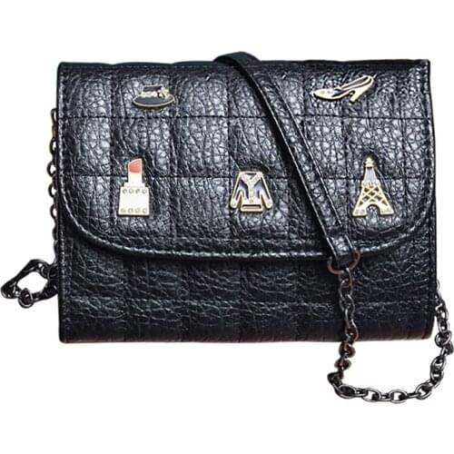 Female Small Crossbody Bag New Luxury Black PU Leather Shoulder Bag for Women High Quality Ladies Handbags Messenger Girl Bags