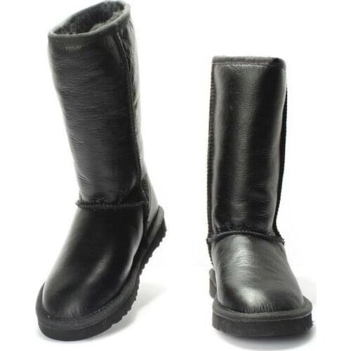 Women Snow Boots Genuine Sheepskin Leather Woman Boots 100% Natural Fur Warm Wool Shoes Winter Long Boots High Waterproof Shoes