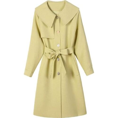 Women Casual Long Trench Coat With Sashes Double Breasted Womens Windbreaker 2020 Coat Ladies Mid-length Outerwear L967