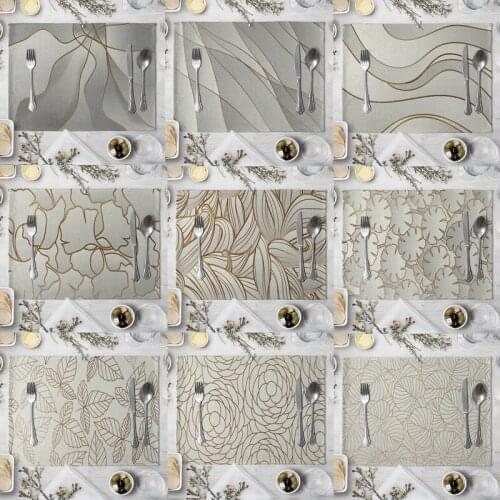 1 Pcs White Leaf Plant Pattern Kitchen Silver Placemat Coaster Dining Table Mats Cotton Linen Pad Bowl Cup Mat Home Decor