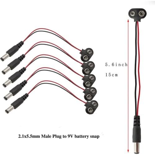 10Pcs Experimental 9V Battery Snap Power Cable to DC 9V Clip Male Line Battery Adapter For Arduino Uno R3 DIY Jack T type/I type