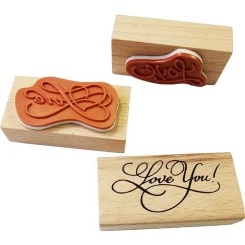 24 Pcs/lot Vintage Arts Font "Love"&"Love you" Wooden Stamp DIY Handmade Decal Stamps Photo Album Wholesale