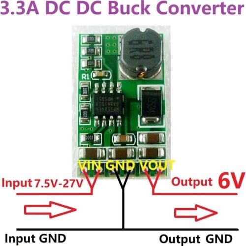 3.3A mini-size High-PowerDC 9V 12V 15V to 6V dc dc power supply converter module Step-Down Buck Voltage Regulator Module