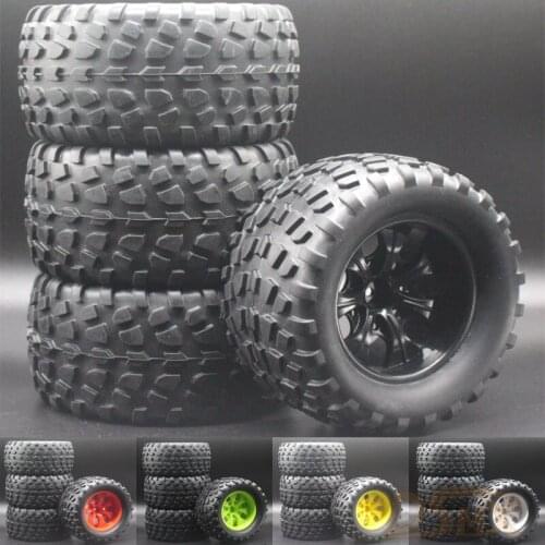 4pcs 5 colors RC Rubber Sponge Tires Tyre Wheel Rim HSP 1:10 Monster Bigfoot Truck 88035 HSP 94111 94108 94188