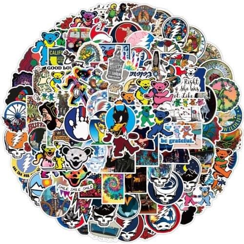 50/100PCS Rock Music Greatful Dead Cool Stickers DIY Car Bike Travel Luggage Phone Laptop Waterproof Classic Toy Decal Sticker