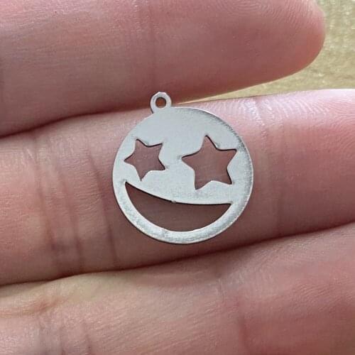 6Pcs Mixed 50types10-20mm100% Stainless Steel Make Star In My Eye Jewelry Diy Handmade Double Pattern Mix Charms In Love Pendant