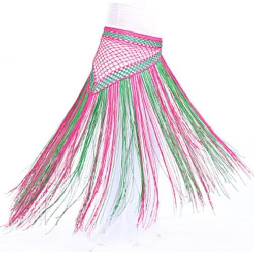 New arrival 13Colors Belly Dance Clothes Accessories Stretchy Long Tassel Triangle Belt Hand Crochet Belly Dance Hip Scarf