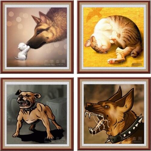 Animal 5D Diy Diamond Painting Dog And Cat Cross Stitch Full Square Rhinestone Diamond Mosaic Embroidery Home Decor