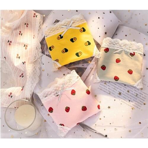 Anime Lovely Girl Sexy Cute Women Striped Bow Briefs Sexy Bikini Underwear Cotton