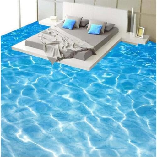 Beibehang painting bathroom Custom 3D floor wall paper mural Sea water ripples wear non-slip waterproof self-adhesive Wallpaper