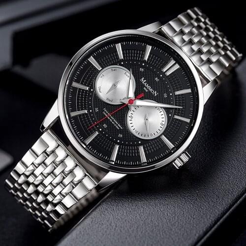 Business Steel Band Men Watch Calendar Luminous Quartz Hands Wristwatch Gift Relogio Masculino