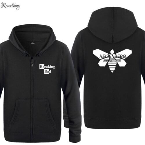 Breaking Bad King Moth Printed Hoodies Men Fleece Long Sleeve Zipper Jacket Sweatshirt Coat Fitness Tracksuit Moleton Masculino